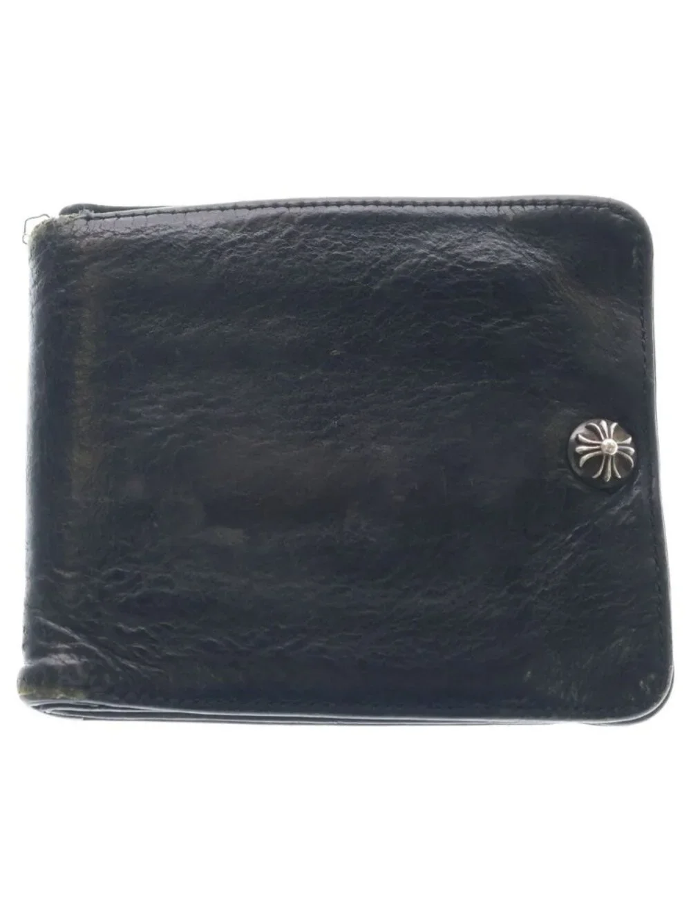 Chrome Hearts Cross Ball Button Leather Wallet Black